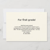 ホワイトキットンウェルカム新学期メッセージカード 招待状 (裏面)