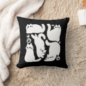 ホワイトキットンシルエット – かわいい猫デザイン クッション (ブランケット)