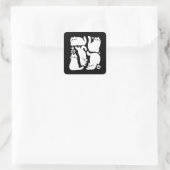 ホワイトキットンシルエット – かわいい猫デザイン スクエアシール (バッグ)