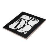 ホワイトキットンシルエット – かわいい猫デザイン タイル (側面)