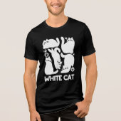ホワイトキットンシルエット – かわいい猫デザイン トライブレンドTシャツ (正面)