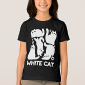 ホワイトキットンシルエット – かわいい猫デザイン トライブレンドＴシャツ (正面)