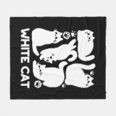 ホワイトキットンシルエット – かわいい猫デザイン フリースブランケット (正面(横))
