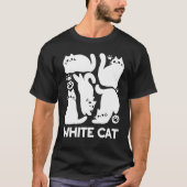ホワイトキットンシルエット – かわいい猫デザイン Tシャツ (正面)