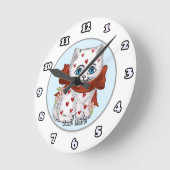 ホワイトキットンハートカスタム時計 ラウンド壁時計 (傾斜)