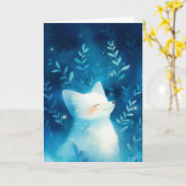 ホワイトキツネの静かさ カード (黄色い花)
