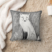 ホワイトキツネオングレー装飾用クッション クッション (ブランケット)