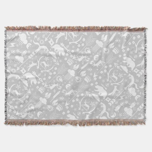 ホワイトキツネグレームーンクラウドベアーディアロッジボーイズ スローブランケット (正面)