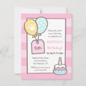 ホワイトキティキャットガールズバースデーパーティー招待状 招待状 (裏面)