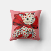 ホワイトキティ猫とハートヴィンテージバレンタインアート クッション (裏面)