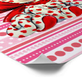 ホワイトキティ猫とハートヴィンテージバレンタインアート ポスター (角)