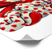 ホワイトキティ猫とハートヴィンテージバレンタインアート ポスター (角)