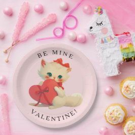 ホワイトキティ ヴィンテージ ビーマイン バレンタイン ペーパープレート