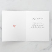 ホワイトキャッおもしろいト顔オンライトピンク誕生日 カード (内部)