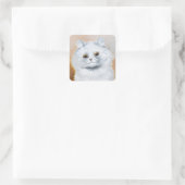 ホワイトキャットかわいらしヴィンテージアートバイルイワーイン スクエアシール (バッグ)