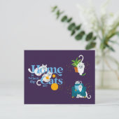 ホワイトキャットイラストレーションホームが猫たちのいる場所 ポストカード (スタンド正面)