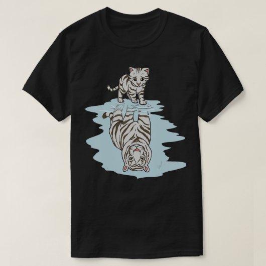 ホワイトキャットイン鏡反射タイガー子猫ベビーCa Tシャツ (デザイン正面)