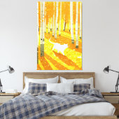 ホワイトキャットイン《植物》アスペンフォレストイラストレーションアート キャンバスプリント (インサイチュ (寝室))