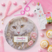 ホワイトキャットエレガントイン金ゴールドとダイヤモンド誕生日 ペーパープレート (パーティー)