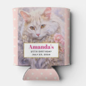 ホワイトキャットエレガントイン金ゴールドとダイヤモンド誕生日 缶クーラー (裏面)