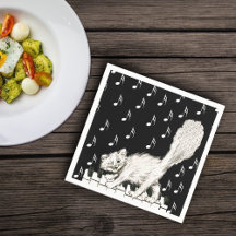 ホワイトキャットオンピアノ鍵楽譜