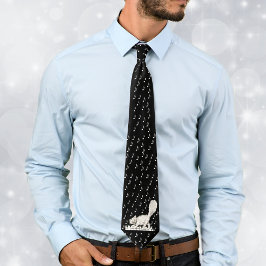 ホワイトキャットオンピアノ鍵 ネクタイ