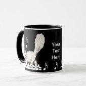 ホワイトキャットオンピアノ鍵 マグカップ (正面左)