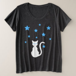 ホワイトキャットスターズTシャツ プラスサイズTシャツ