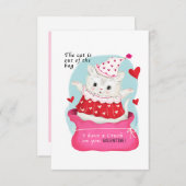 ホワイトキャットスモール伝統的ヴィンテージバレンタイン 招待状 (正面/裏面)