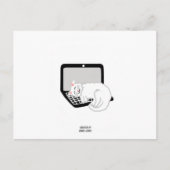 ホワイトキャットスリーピングオンノートパソコン ポストカード (正面)