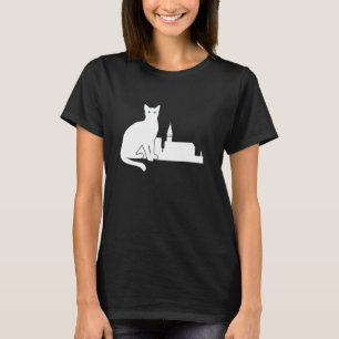ホワイトキャットトラベルシルエットアルハンブラスペイン Tシャツ