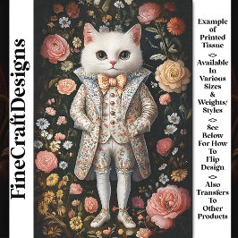 ホワイトキャットバロック刺繍縫い服CB7デクページ 薄葉紙