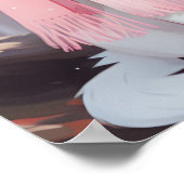 ホワイトキャットピンク服秋冬マンガウォールアート ポスター (角)