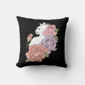 ホワイトキャットピーチラベンダーピンクローズ クッション (正面)