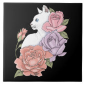 ホワイトキャットピーチラベンダーピンクローズ タイル (正面)