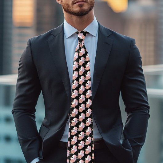 ホワイトキャットピーチラベンダーピンクローズ ネクタイ