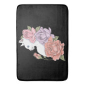 ホワイトキャットピーチラベンダーピンクローズ バスマット (正面縦)