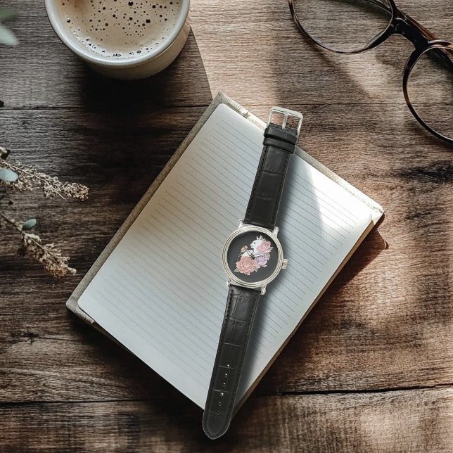 ホワイトキャットピーチラベンダーピンクローズ 腕時計 (クリエイターアップロード済み)