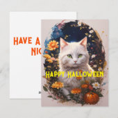 ホワイトキャットフラワーハッピーハローウィン魔法 シーズンカード (正面/裏面)