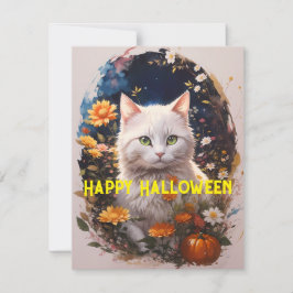 ホワイトキャットフラワーハッピーハローウィン魔法 シーズンカード