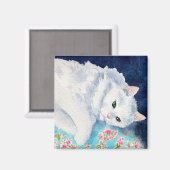 ホワイトキャットフローラキルトマグネット マグネット (正面/裏面)