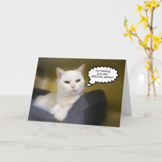 ホワイトキャットブラザー誕生日ユーモアカード カード (黄色い花)