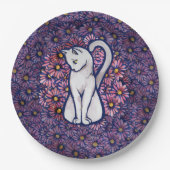 ホワイトキャットマウーブデイジー ペーパープレート (正面)