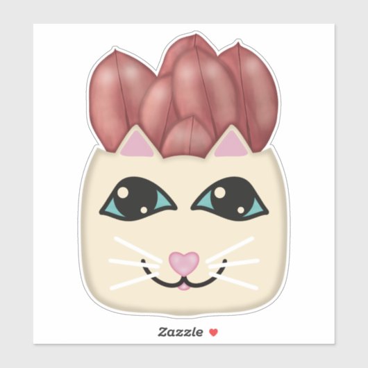 ホワイトキャットレッドルビーラバープラントプランターシール シール (シート)