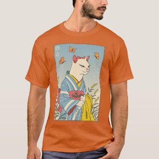 ホワイトキャット浮世絵 Tシャツ