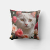 ホワイトキャット顔インバラ クッション (正面)