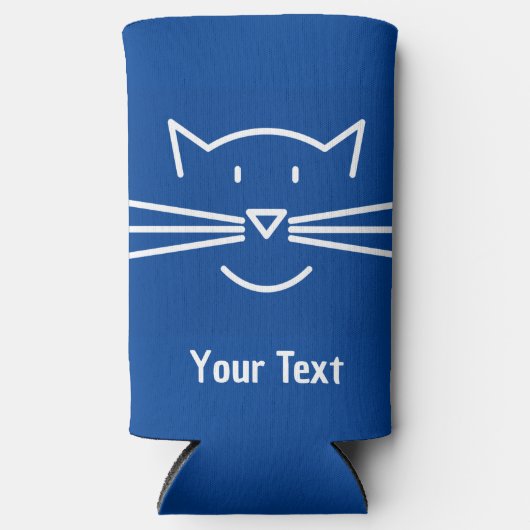 ホワイトキャット顔ウイスカーズセルツァークーラーボックス スリム缶クーラー (正面)