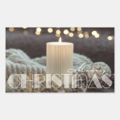 ホワイトキャンドルのあったかクリスマス 長方形シール (正面)