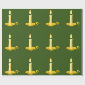 ホワイトキャンドルオングリーンラッピング紙 ラッピングペーパー (フラット)