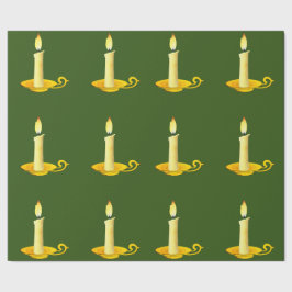 ホワイトキャンドルオングリーンラッピング紙 ラッピングペーパー